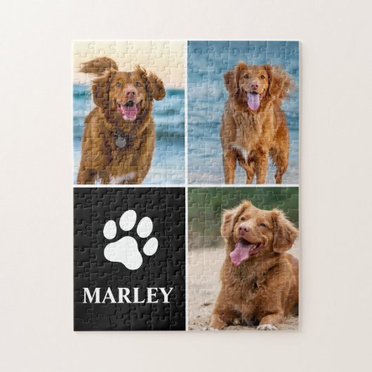  Custom Pet Dog Paw Print 3 Photo Collage Legpuzzel (Verticaal)