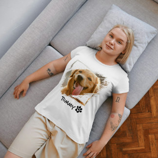 Custom Pet Foto & Naam T-Shirt met Moderne Typogr