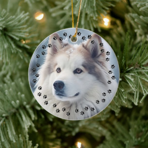 Custom Pet Love Uw fotogeheugen Paw Prints Angel Keramisch Ornament