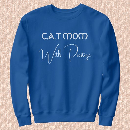 Custom Pet Lover White Script Cat Mom Deep Royal Trui