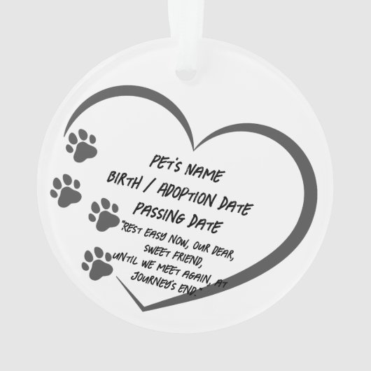 Custom Pet Memorial Foto Acryl Ornament (achterkant)