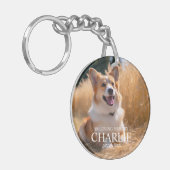Custom Pet Memorial Foto met naam Sleutelhanger (Voorkant Links)