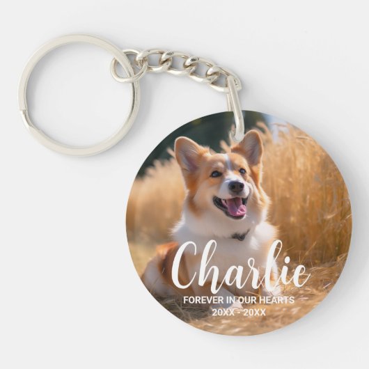 Custom Pet Memorial Foto met naam Sleutelhanger (Voorkant)