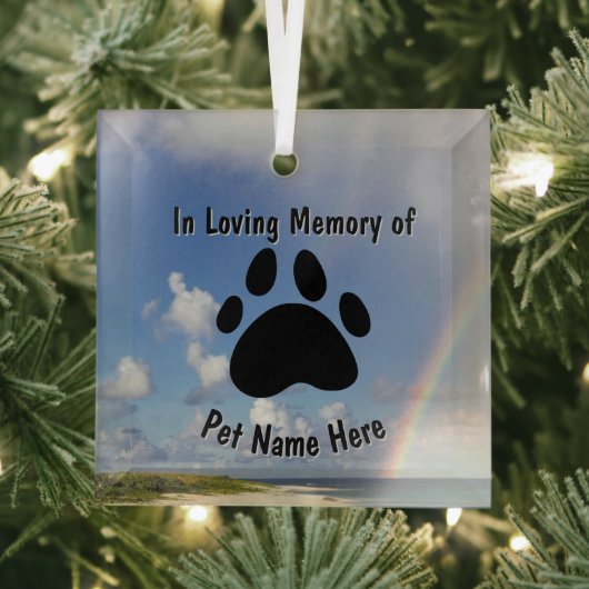 Custom Pet Memorial Rainbow Glas Ornament (Insitu)