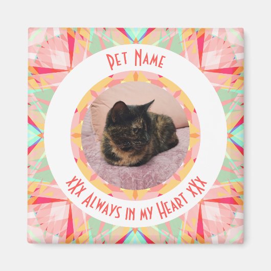 Custom Pet Memorial Red Pink Photo Quotes Magneet (Voorkant)
