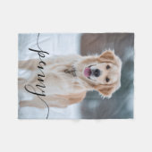 Custom Pet Name Photo Blanket | Elegant Script Dog Fleece Deken (Voorkant (Horizontaal))