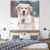 Custom Pet Name Photo Elegant Script Dog Canvas Afdruk (Insitu (Slaapkamer))