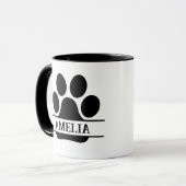 Custom Pet Paw Print Mug | Black & White Mok (Voorkant links)