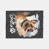 Custom Pet Photo and Name Typography Fleece Deken (Voorkant (Horizontaal))