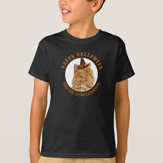 Custom Pet Photo Cat Lover Halloween Party Kinder T-shirt (Voorkant)