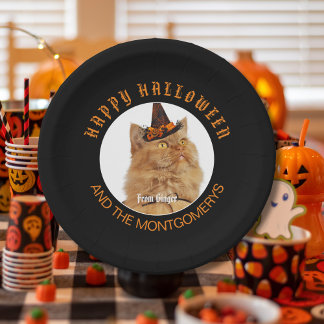 Custom Pet Photo Cat Lover Sinaasappel Zwart Hallo Papieren Bordje