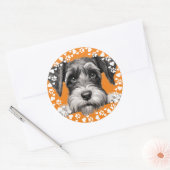 Custom Pet Photo Dog Paw Prints in Hearts Lijst Ronde Sticker (Envelop)