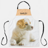 Custom Pet Photo Hond Puppy Naam Peach Keuken Schort (Voorkant)