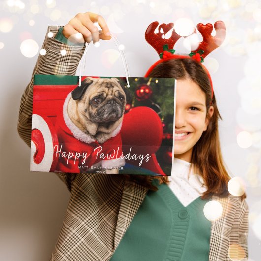 Custom Pet Photo l Schattigee hond Happy Pawholida Groot Cadeauzakje