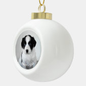 Custom Pet Photo Naam en Jaar Keramische Bal Ornament (Rechts)
