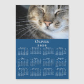 Custom Pet Photo Name 2026 Calendar Blue Magnet (Devant)