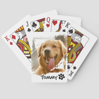 Custom Pet Photo Playing Cards with Name – White  Pokerkaarten