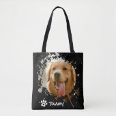 Custom Pet Photo Tote Bag with Name –Black & White (Devant)