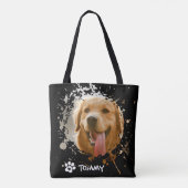 Custom Pet Photo Tote Bag with Name –Black & White (Dos)