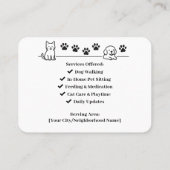 Custom Pet Sitter Business Card with Photo Visitekaartje (Achterkant)