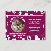 Custom Pet Sitter Visitekaartje – Granaat Rood (Voorkant)