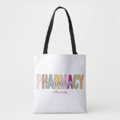 Custom Pharmacy Technician Bold Rainbow Lettering Draagtas (Voorkant)