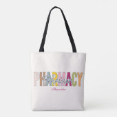 Custom Pharmacy Technician Bold Rainbow Lettering Draagtas (Achterkant)