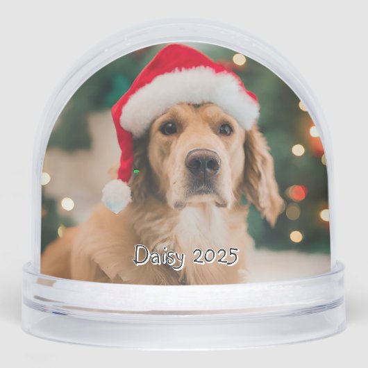 Custom Photo and Name Double Sided Pet  Sneeuwbol (Voorkant)