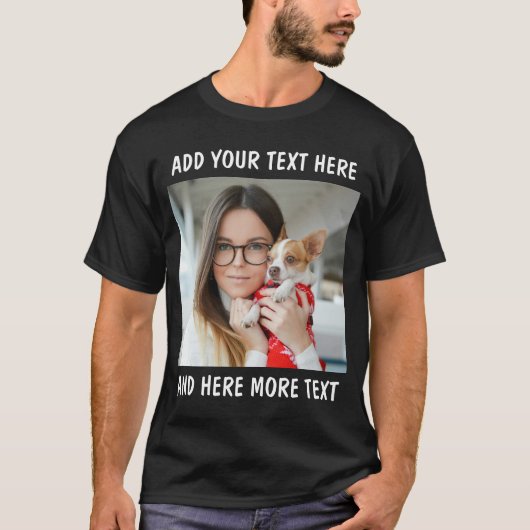 Custom Photo and Text Or Name T-shirt (Voorkant)