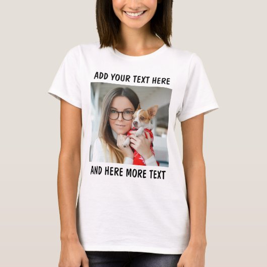 Custom Photo and Text Women White T-shirt (Voorkant)