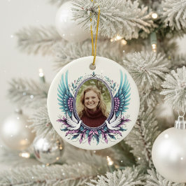 Custom Photo Angel Wings Memorial Keepsake Gift  Keramisch Ornament