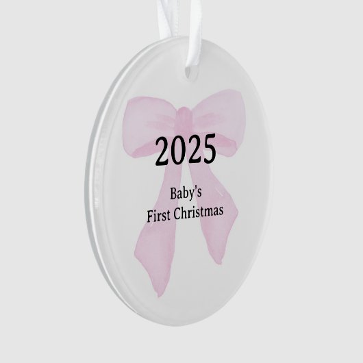 Custom Photo Baby's First Christmas YEAR Pink Bow (devant)