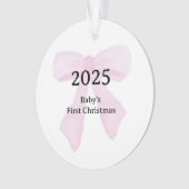 Custom Photo Baby's First Christmas YEAR Pink Bow (devant)