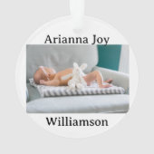 Custom Photo Baby's First Christmas YEAR Pink Bow Ornament (achterkant)
