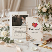 Custom Photo Boho Terracotta Wedding Bedankkaart