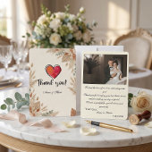 Custom Photo Boho Terracotta Wedding Bedankkaart