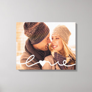 Custom Photo Canvas   Hand Lettered Love Script Afdruk