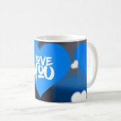 Custom Photo Coffee Mug with Blue Heart Design (Devant droit)