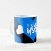 Custom Photo Coffee Mug with Blue Heart Design (Devant gauche)