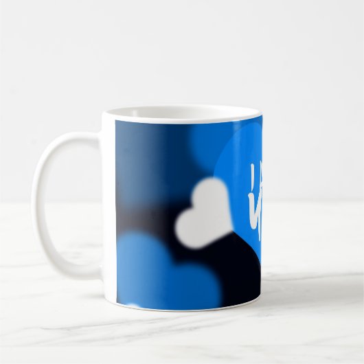 Custom Photo Coffee Mug with Blue Heart Design (Gauche)