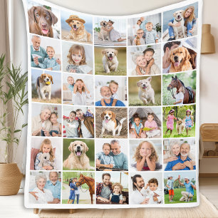 Custom Photo Collage 30 Familie Vrienden Huisdiere Fleece Deken