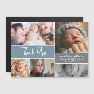 Custom Photo Collage Dusty Blue Baby shower Magnetische Uitnodiging