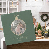 custom photo collage Merry Christmas bauble Stenen Onderzetter