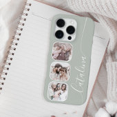 Custom Photo Collage Personalized Sage Green iPhone Hoesje