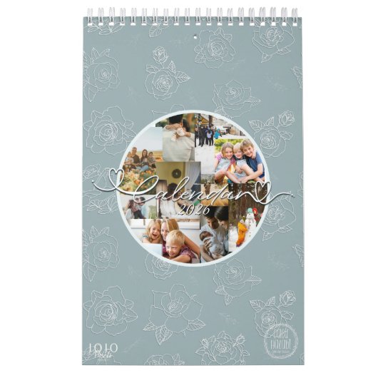 Custom photo collage Rose Line Art 2026 Kalender (Hoes)