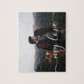 Custom Photo Couple Romantic Script Keepsake Legpuzzel (Verticaal)