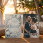 Custom Photo Cream Hydrangea Neoclassical Wedding Bedankkaart