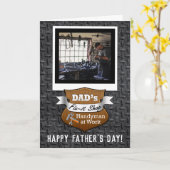 Custom Photo Dads Fix-it Shop Handyman Fathers Day Kaart (Gele Bloem)