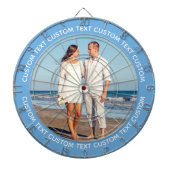 Custom Photo Dartboard & Text - NAVY BLUE Surround Dartbord (Voorkant)