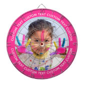 Custom Photo Dartboard & Text - PINK Surround Dartbord (Voorkant)